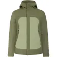Didriksons Grit Jacket 3 regnjakke til mænd i mørkegrøn med lysegrønt frontpanel og hætte, set forfra