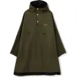 Tretorn PU Light regnponcho i mørk skovgrøn med hætte, knapper i halsen og lynlåslomme på brystet, set forfra