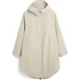 Tretorn Way Poncho Parka til kvinder i sandfarvet beige med hætte og gennemgående lynlås, set forfra